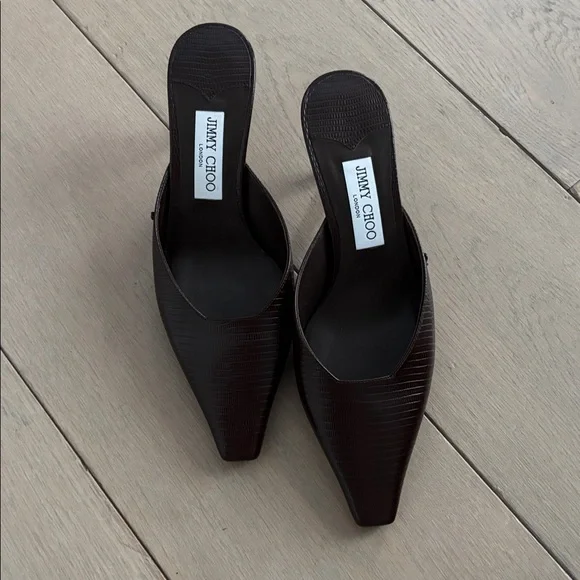 Jimmy Choo brown croc print kitten heel mules - Picture 3 of 7